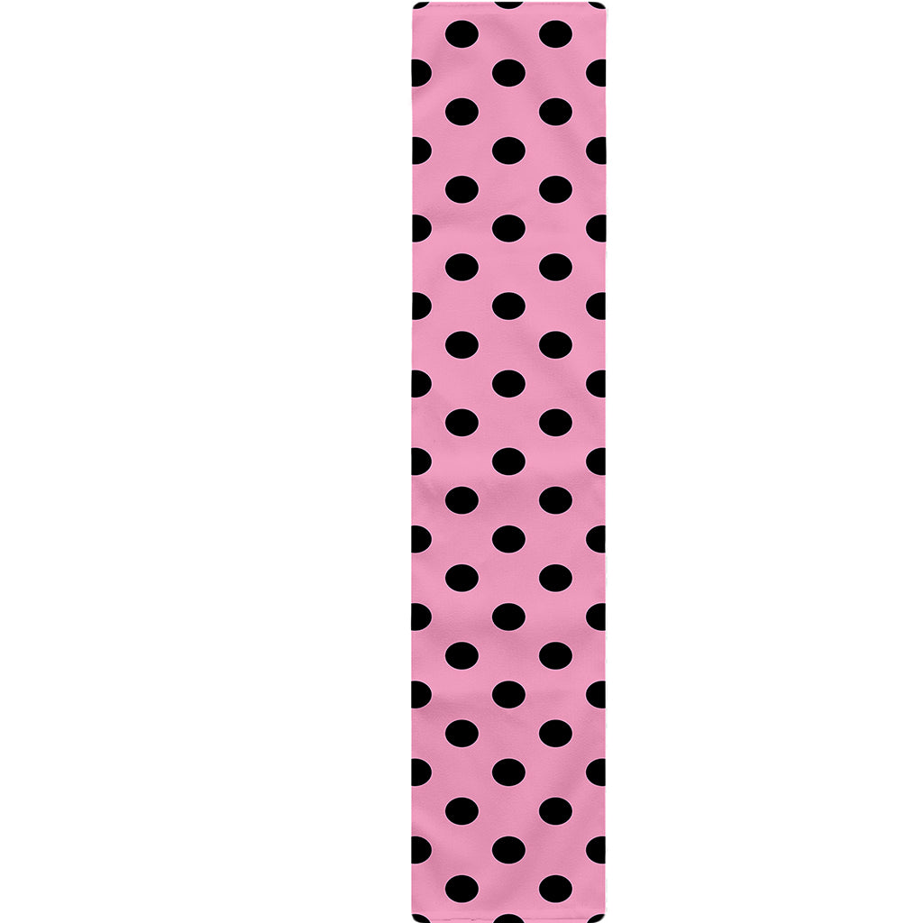 Pink And Black Polka Dot Pattern Print Table Runner