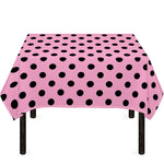 Pink And Black Polka Dot Pattern Print Tablecloth
