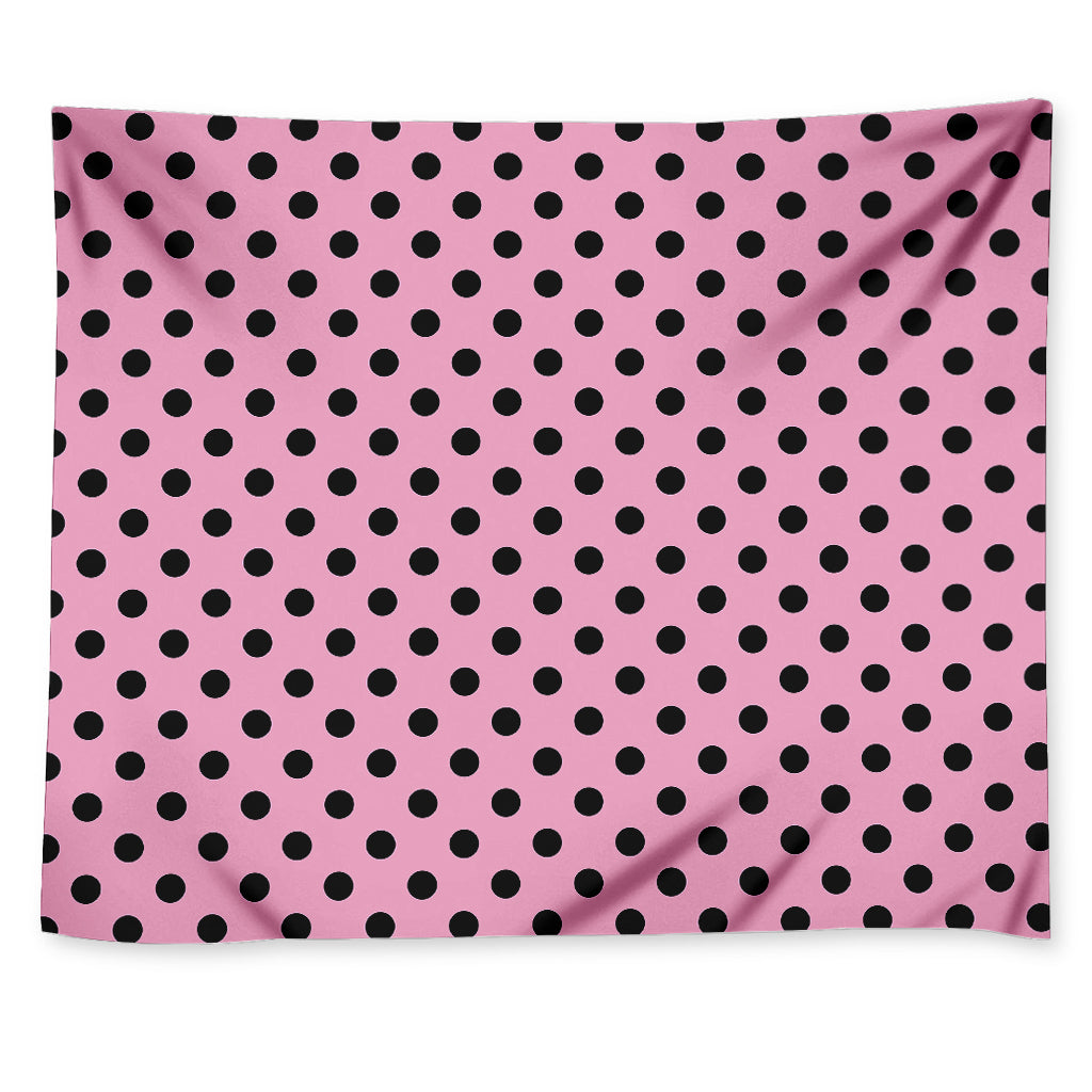 Pink And Black Polka Dot Pattern Print Tapestry