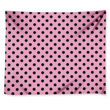 Pink And Black Polka Dot Pattern Print Tapestry