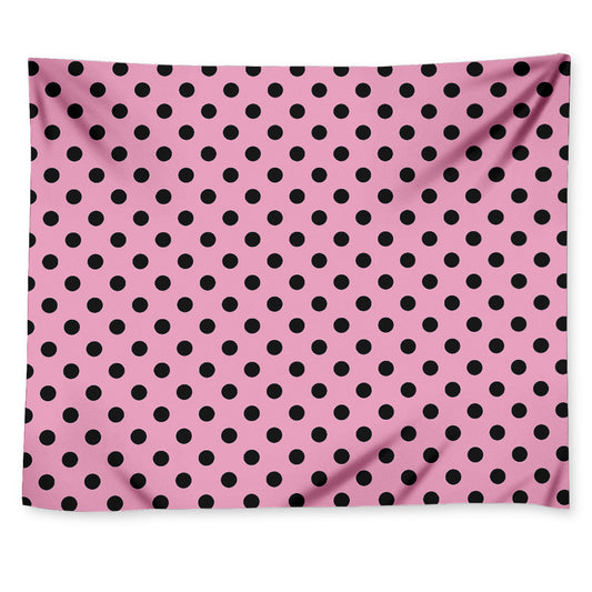 Pink And Black Polka Dot Pattern Print Tapestry