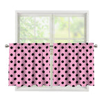 Pink And Black Polka Dot Pattern Print Tier Curtains