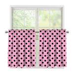 Pink And Black Polka Dot Pattern Print Tier Curtains