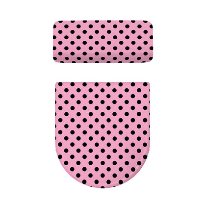 Pink And Black Polka Dot Pattern Print Toilet Lid And Tank Cover Set