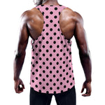 Pink And Black Polka Dot Pattern Print Training Tank Top
