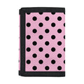 Pink And Black Polka Dot Pattern Print Trifold Wallet