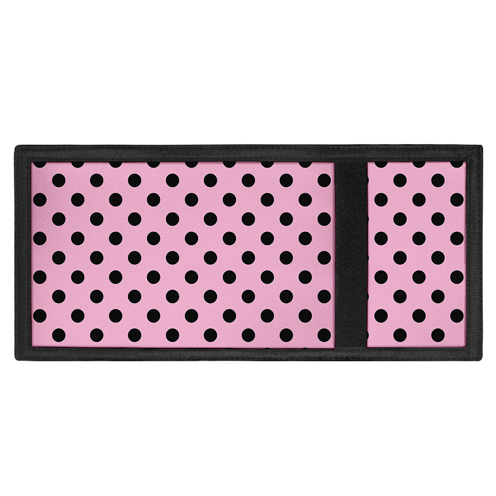 Pink And Black Polka Dot Pattern Print Trifold Wallet