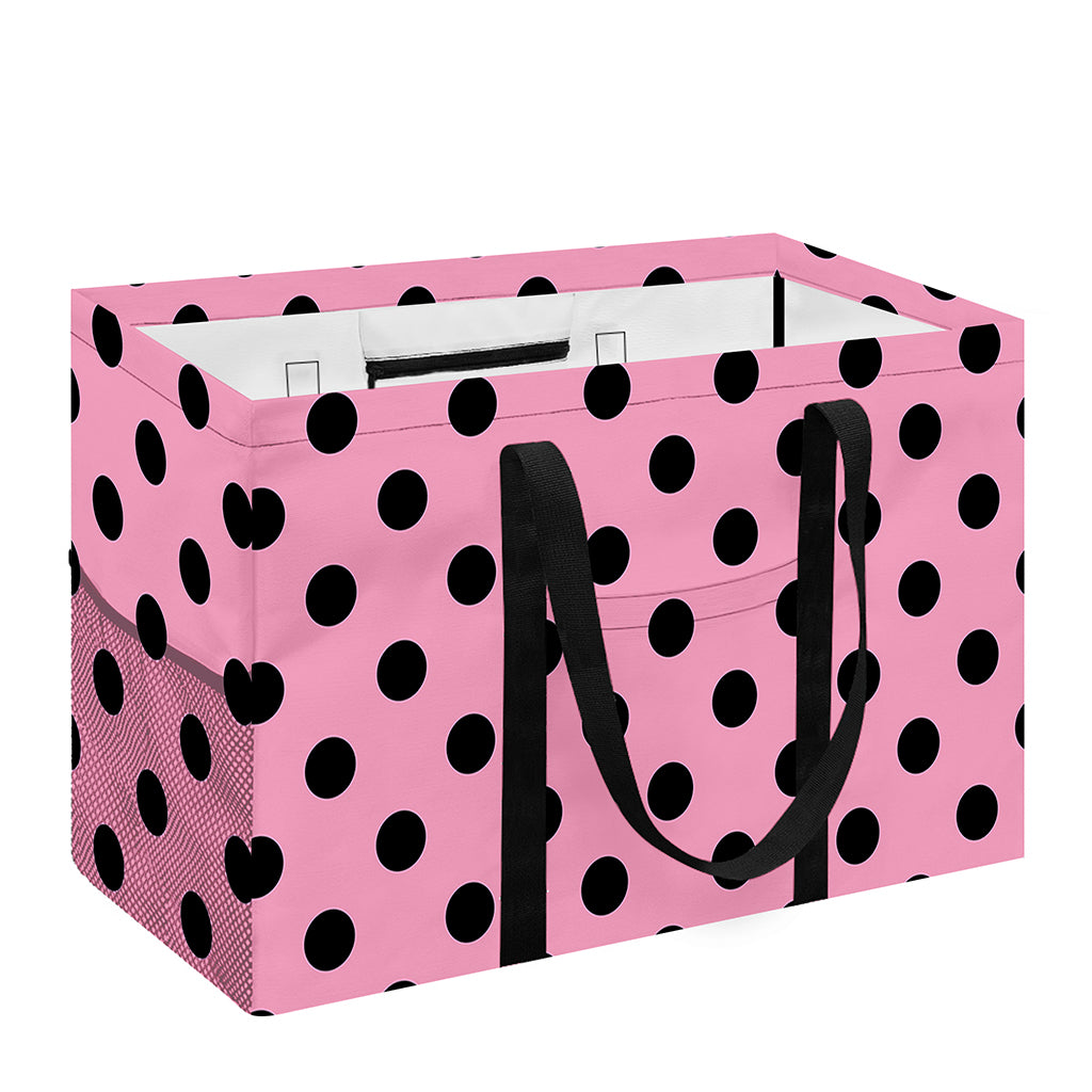 Pink And Black Polka Dot Pattern Print Utility Tote Bag