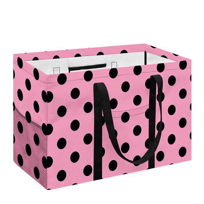Pink And Black Polka Dot Pattern Print Utility Tote Bag
