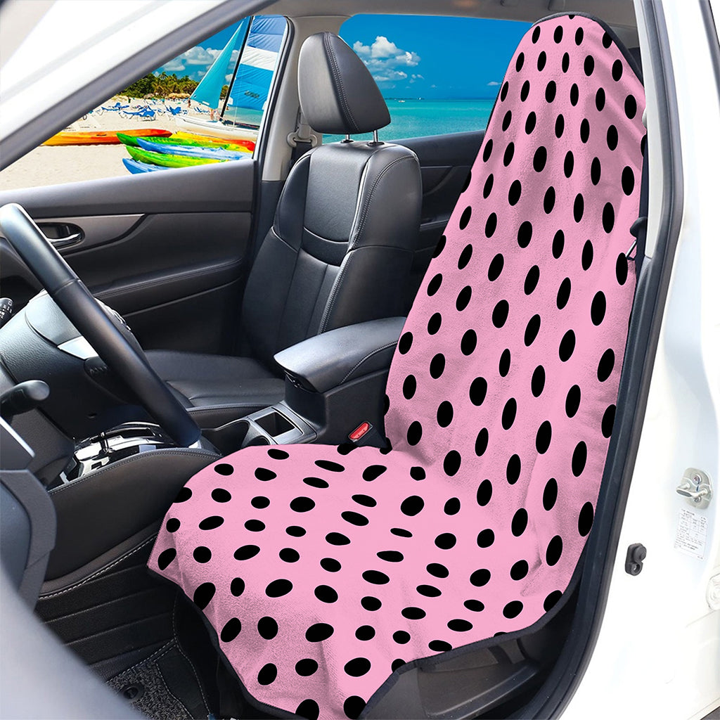 Pink And Black Polka Dot Pattern Print Waterproof Car Seat Cover