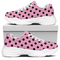 Pink And Black Polka Dot Pattern Print White Chunky Shoes