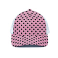 Pink And Black Polka Dot Pattern Print White Mesh Trucker Hat