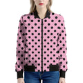 Pink And Black Polka Dot Pattern Print Women's Bomber Jacket