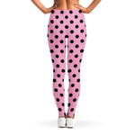 Pink And Black Polka Dot Pattern Print Women's Leggings