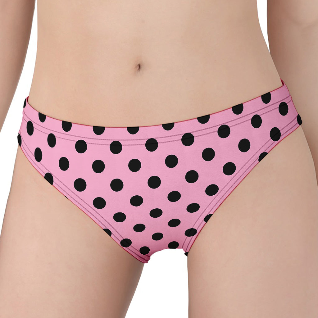 Pink And Black Polka Dot Pattern Print Women's Panties