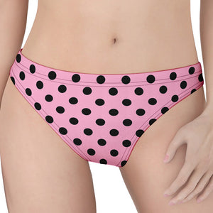 Pink And Black Polka Dot Pattern Print Women's Thong