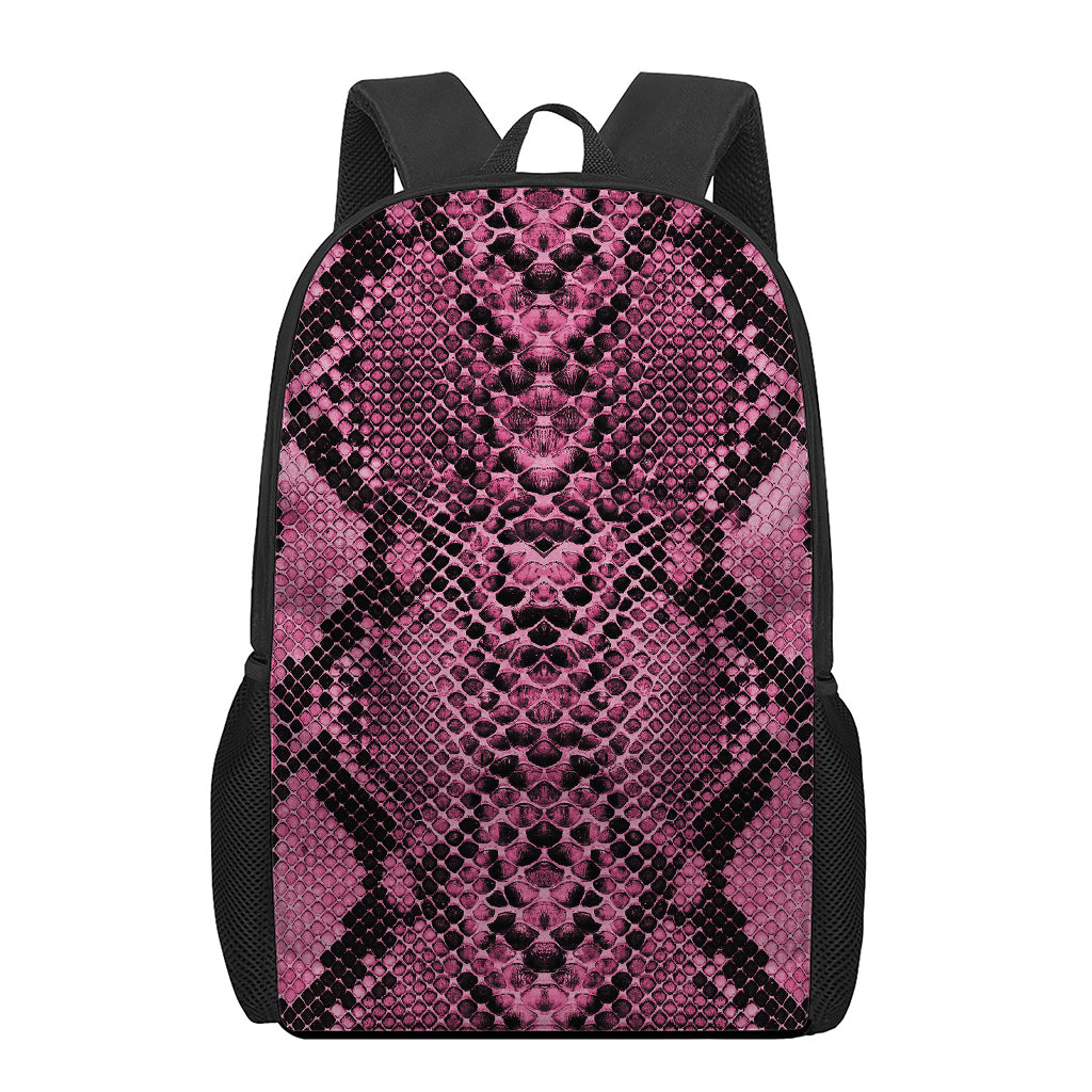 Pink And Black Snakeskin Print 17 Inch Backpack