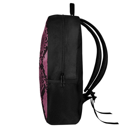 Pink And Black Snakeskin Print 17 Inch Backpack