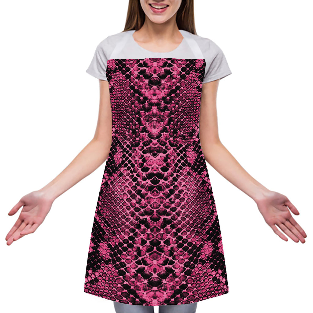 Pink And Black Snakeskin Print Adjustable Apron