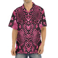 Pink And Black Snakeskin Print Aloha Shirt