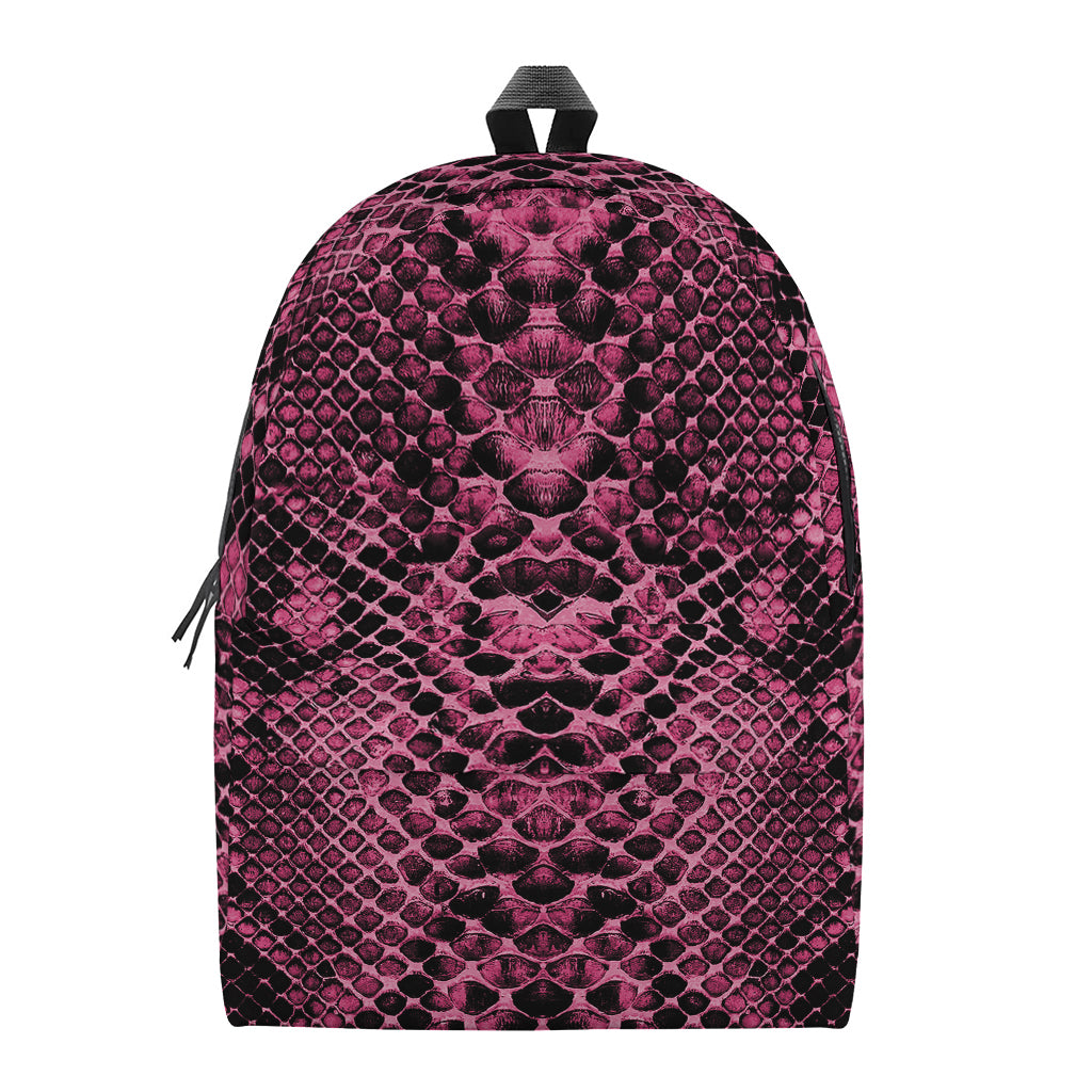 Pink And Black Snakeskin Print Backpack