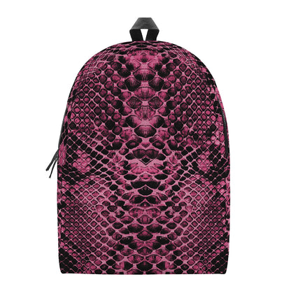 Pink And Black Snakeskin Print Backpack