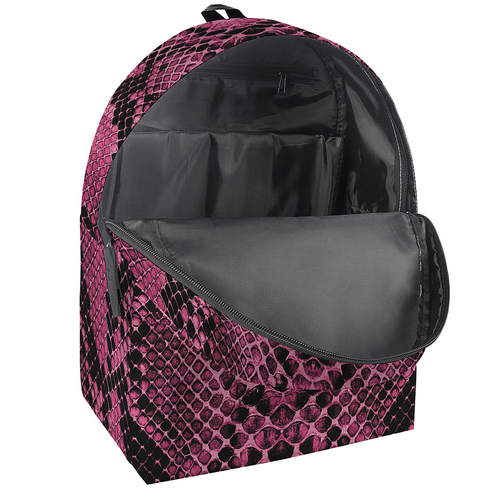 Pink And Black Snakeskin Print Backpack