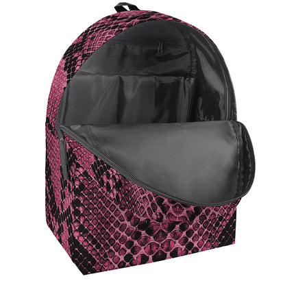 Pink And Black Snakeskin Print Backpack