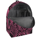 Pink And Black Snakeskin Print Backpack
