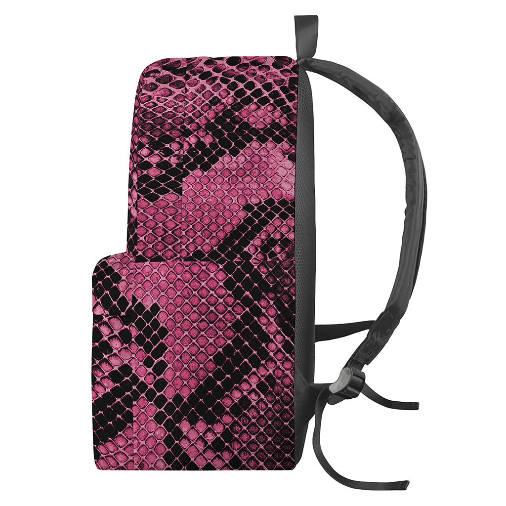 Pink And Black Snakeskin Print Backpack