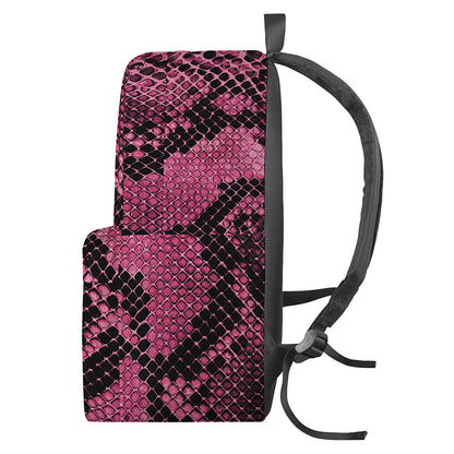 Pink And Black Snakeskin Print Backpack
