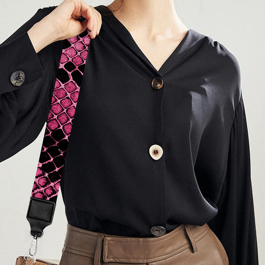 Pink And Black Snakeskin Print Bag Strap