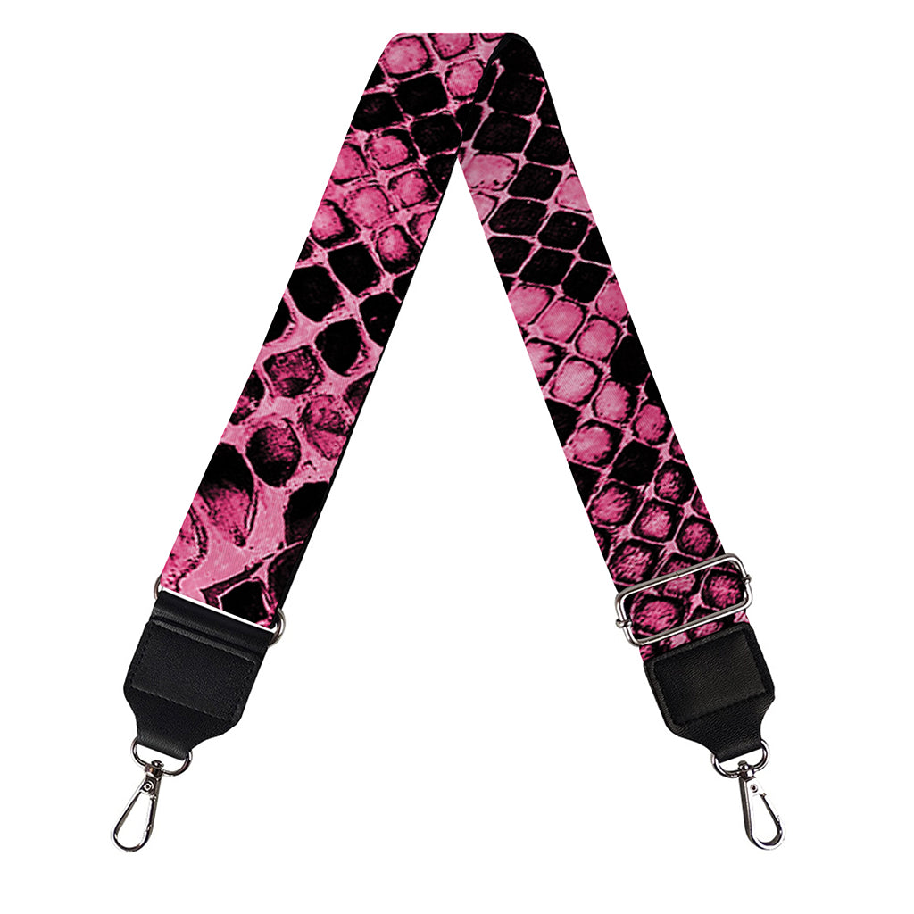 Pink And Black Snakeskin Print Bag Strap