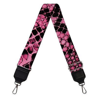 Pink And Black Snakeskin Print Bag Strap