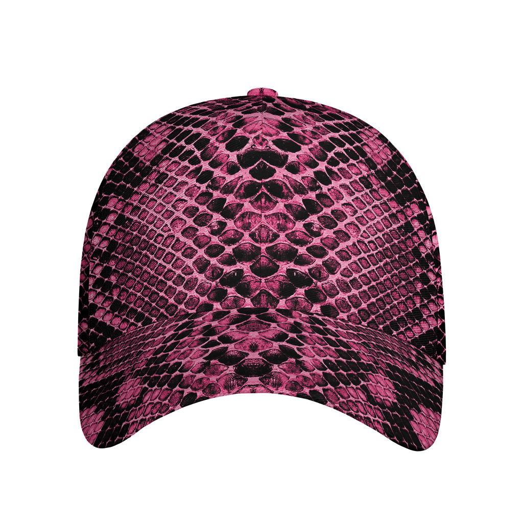Pink And Black Snakeskin Print Baseball Cap