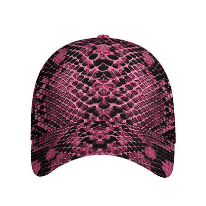 Pink And Black Snakeskin Print Baseball Cap