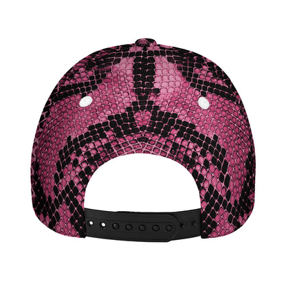 Pink And Black Snakeskin Print Baseball Cap