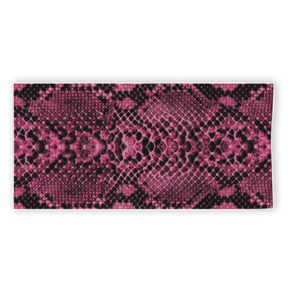 Pink And Black Snakeskin Print Beach Towel