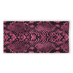 Pink And Black Snakeskin Print Beach Towel