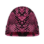 Pink And Black Snakeskin Print Beanie