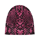 Pink And Black Snakeskin Print Beanie