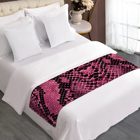 Pink And Black Snakeskin Print Bed Runner