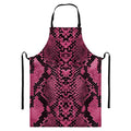 Pink And Black Snakeskin Print Bib Apron With Pocket