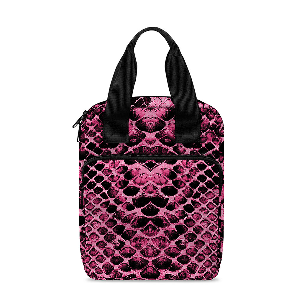 Pink And Black Snakeskin Print Bible Tote Bag