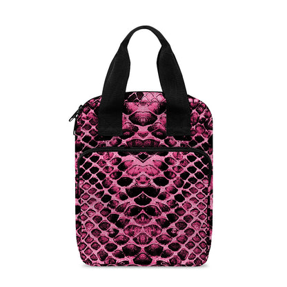 Pink And Black Snakeskin Print Bible Tote Bag