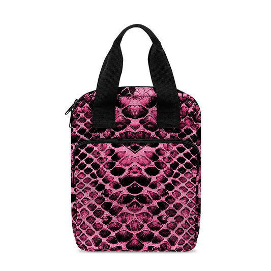 Pink And Black Snakeskin Print Bible Tote Bag
