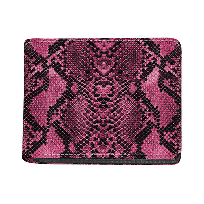 Pink And Black Snakeskin Print Bifold Wallet