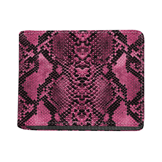 Pink And Black Snakeskin Print Bifold Wallet
