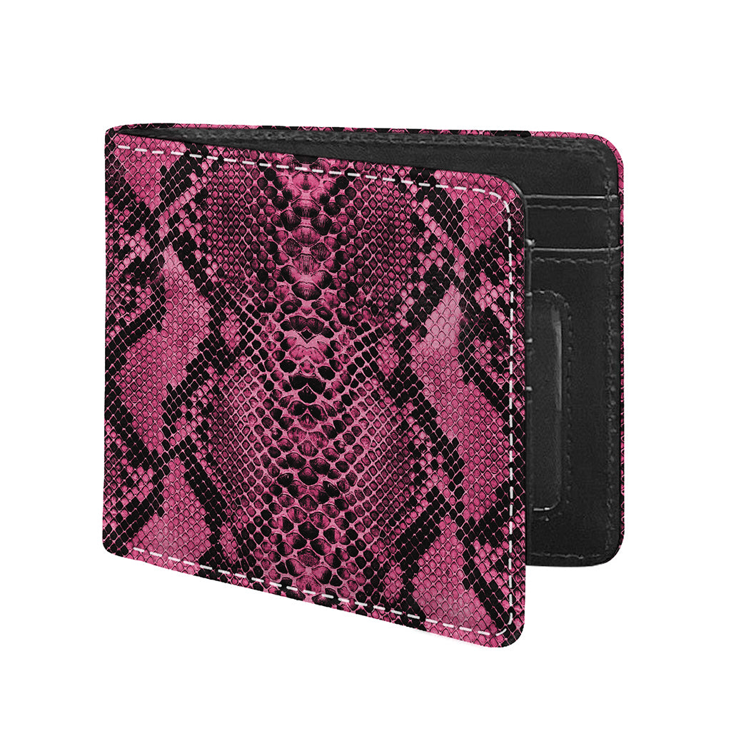 Pink And Black Snakeskin Print Bifold Wallet