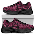 Pink And Black Snakeskin Print Black Chunky Shoes
